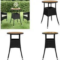 vidaXL Table de jardin Ø60x75 cm Acacia et Poly Rattan Noir - Table de jardin - Tables de jardin - Table à manger d'extérieur