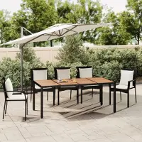 Prolenta Maison Exclusive - Table de jardin avec plateau en bois, en rotin synthétique noir et bois d'acacia