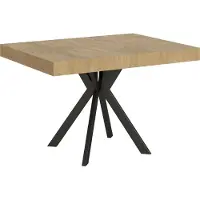 Ityhome - Table extensible 120/204x80 cm Dolcezza effet bois, chêne nature pieds anthracite
