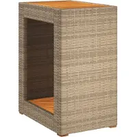 Syfax Table d'appoint de jardin dessus en bois beige 60x40x75 cm
