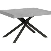 Ityhome - Table extensible 120/204x80 cm Karida gris béton pieds anthracite