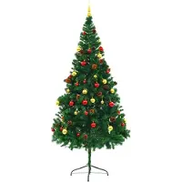 Prolenta Maison Exclusive - Sapin de Noël artificiel avec lumières et boules, vert, 210 cm