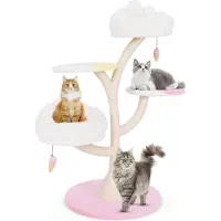 StarTech.com Arbre à chat - Arbre à grimper - Hauteur 123 cm - 5 niveaux - Bois - Design incurvé - Troncs en sisal - 2 niches rembourrées