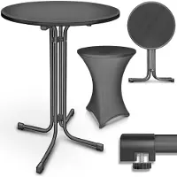 Tillvex Gastro Table haute pliante Ø70cm anthracite | Table de bistrot MONTÉE FINITIVEMENT | Table pliante ronde - table de fête résistante aux intempéries | Table de jardin Indoor & Outdoor