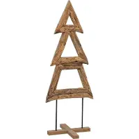 Syfax Sapin de Noël avec support Marron 90 cm Bois de teck solide