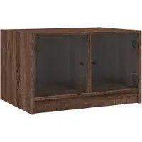 Syfax Table basse avec portes en verre chêne marron 68x50x42 cm