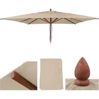 Mendler Housse de rechange pour parasol en bois de restauration HWC-C57b, housse de parasol, carrée 4 x 4 m, polyester ~ crème