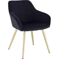Merkloos Chaise de salle à manger - Noir/Or - Velours - Avec Accoudoirs - Chaise Kuip - 1 pièce