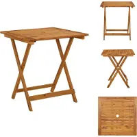 vidaXL Table de jardin pliante 70 x 70 x 75 cm Bois massif Acacia - Tables de jardin
