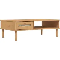 Syfax Table basse SENJA aspect rotin marron 100x55x33 cm bois massif
