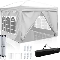 HENGDA Pavillon pliable 3 x 3m Pavillon pliable tente de jardin, protection UV 50+ pavillons & tentes de réception tente de réception avec 4 côtés blanc