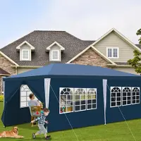 HENGDA Pavillon Tente de réception robuste - Tente événementielle de haute qualité et stabilité pour votre jardin Bleu 3x6m