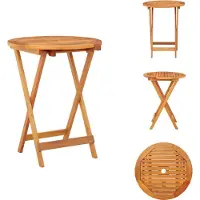 vidaXL Table de jardin pliante Ø60x75 cm bois massif eucalyptus - Tables de jardin
