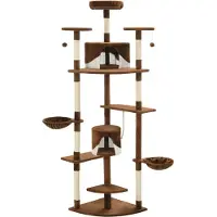 Syfax Arbre à chat avec griffoirs en sisal 203 cm Marron et Blanc