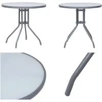 vidaXL Table de jardin gris clair 80 cm Acier et verre - Table de jardin - Table d'appoint - Tables d'appoint