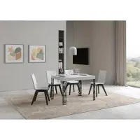 Itamoby - Table extensible 120/204x80 cm Ghibli frêne blanc pieds anthracite