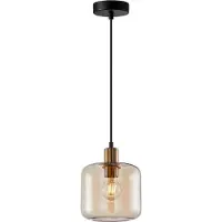 ITALUX Lampe suspendue moderne or et noir avec abat-jour en verre ambré pour salon chambre 1xE27 40W ZONA