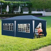 HENGDA Pavillon Mariage - Tente de jardin festive en structure acier, idéale pour les mariages Bleu 3x6m