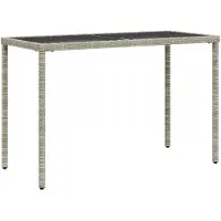 Syfax Table de jardin dessus en verre gris clair 115x54x74 cm rotin