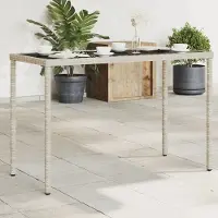 Prolenta Maison Exclusive - Table de jardin avec plateau en verre Gris clair 115x54x74 cm Poly rotin