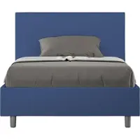 Ityhome - Lit 1 place et demi coffre rembourré 120x200 similicuir bleu Adele