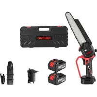 OEM Tronçonneuse électrique, moteur sans balais, guide-chaîne de 8 pouces, lot de 2 batteries B