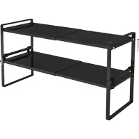 OEM Organisateur d'armoire de cuisine, design empilable, réglable en hauteur, noir