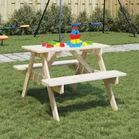 Prolenta Table de pique-nique exclusive pour 4 enfants, avec trou pour parasol, en bois massif de sapin