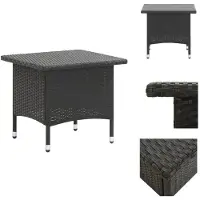 vidaXL Table de thé noire 50 x 50 x 47 cm Poly rotin - Tables de jardin