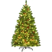 StarTech.com Sapin de Noël artificiel - Sapin de Noël avec guirlande lumineuse LED - Lumière blanche chaude - Support métallique - Aiguilles en PVC
