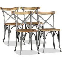 Syfax Chaises à manger lot de 4 bois de manguier massif et acier