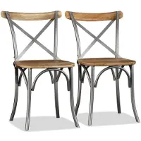 Syfax Chaises à manger lot de 4 bois de manguier massif et acier
