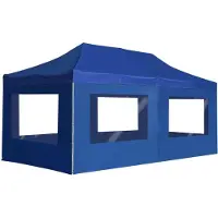 The Living Store Tente de réception professionnelle pliable avec parois en aluminium 6 × 3 m, bleue,
