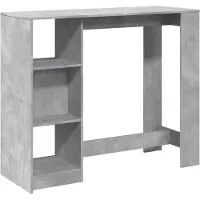 Syfax Table de bar avec étagère gris béton bois d'ingénierie
