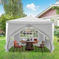 HENGDA Pavillon Tente de jardin - Pavillon de jardin, tente à bière pour les marchés et les fêtes, idéal pour les mariages Blanc 3x3m