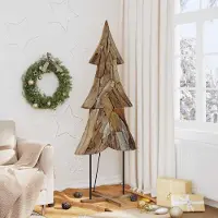 Prolenta Maison Exclusive - Sapin de Noël avec pied, couleur marron, 181,5 cm, en bois massif de teck