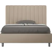 Ityhome - Lit 1 place et demi coffre rembourré 120x210 similicuir taupe Agueda