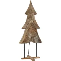 Syfax Sapin de Noël avec support Marron 181,5 cm Bois de teck solide