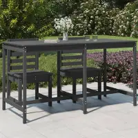 The Living Store Table de jardin Gris 203,5x90x110 cm Pin massif