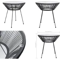 vidaXL Table de jardin noire Ø70x74 cm Rotin et verre - Table de jardin - Table de jardin - Tables de jardin