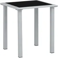The Living Store Table de jardin noir et argent 41x41x45 cm acier et verre