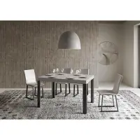 Itamoby - Table extensible 140/224x80 cm Linea cachemire pieds anthracite