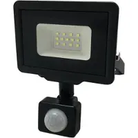 Silamp Projecteur LED 10W IP65 Noir avec Détecteur de Mouvement - Blanc Neutre 4000K - 5500K
