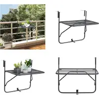 vidaXL Table de balcon Noir 60x40 cm Acier - Table de balcon - Tables de balcon - Table d'appoint