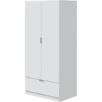Dmora Budoia - Armoire 2 Portes, 80x170h cm Blanc, 1 Étagère
