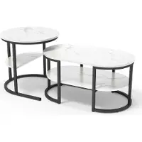 StarTech.com Tables basses - Lot de 2 - Rectangulaires - Plateau aspect marbre - Piètement en métal - Design moderne - À monter soi-même - StyleA
