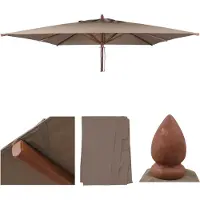 Mendler Housse de remplacement pour parasol en bois pour l'industrie de la restauration, modèle HWC-C57b, housse de parasol carrée, 3x3 mètres, en polyester, couleur taupe