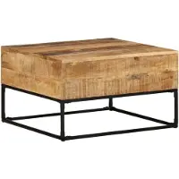 Syfax Table basse 68x68x41 cm Bois de manguier brut