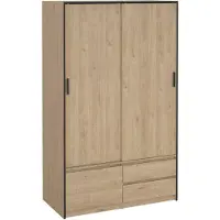 Dmora Bedollo - Grande Armoire, 121x200h cm Chêne Brun, 4 Étagères