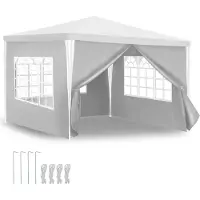 Jiubiaz Pavillon Réceptions de mariage Tente de réception PE Facile à monter 3x3m Blanc
